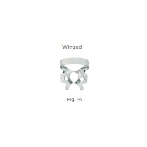 Dental Clamp Fig 14 – Winged Clamp for Round, Partially Broken, Undersized or Inclined Molars, Ideal for Rubber Dam Isolation