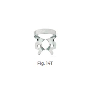 Dental Clamp Fig 14T – Edged Winged Clamp for Round, Partially Broken, Undersized or Inclined Molars, Rubber Dam Isolation Tool