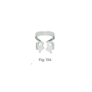 Dental Clamp Fig 13A – Edged Winged Clamp for Partially Broken Molars, Ideal for Stable Rubber Dam Isolation in Restorative Dentistry