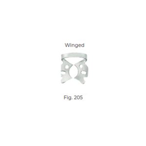 Dental Clamp Fig 205 – Winged Clamp for Large Upper Molars, Ensures Secure Rubber Dam Isolation in Restorative Procedures