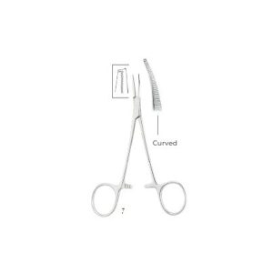 Halstead-Mosquito Curved Elastic Forceps Fig. 2 – 12cm Surgical Clamp stainless steel for elastic placement and surgical precision