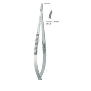 Castroviejo Needle Holder 18cm with Curved Jaws – Precision Micro Surgical Instrument for Delicate Suturing